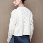 Cashmere Aran Knit Cardigan in Cream