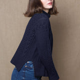 Saoirse Cashmere Aran Turtleneck Sweater | Navy