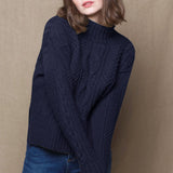 Saoirse Cashmere Aran Turtleneck Sweater | Navy