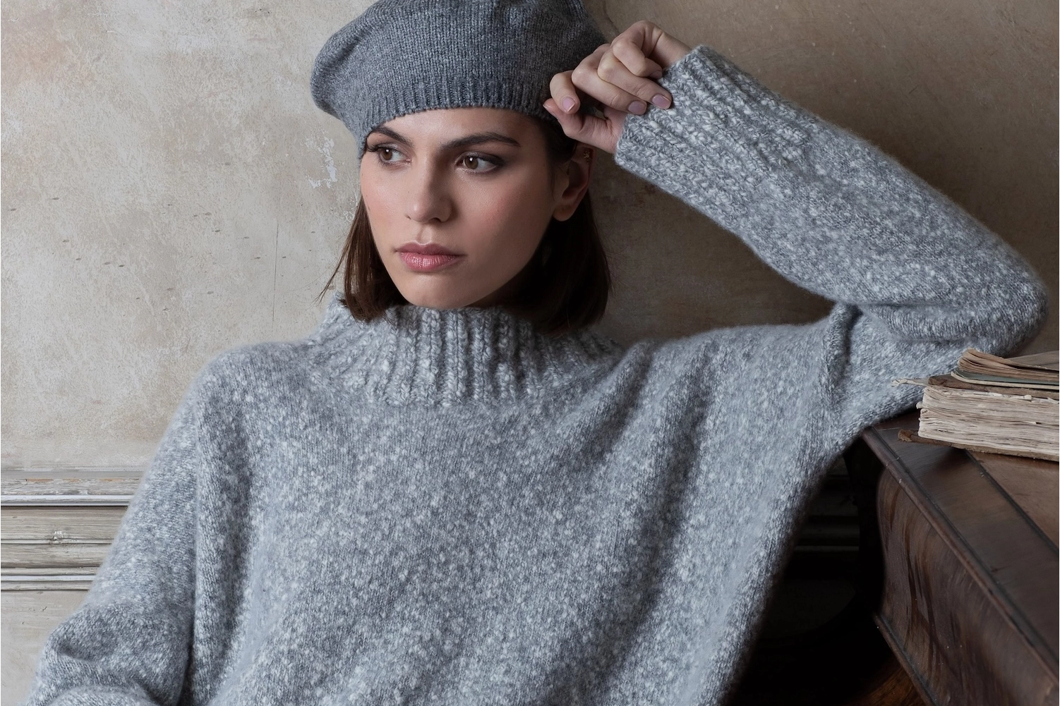 luxury cashmere sweater investment piece in grey