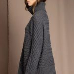 Oversized Cashmere Aran Sweater in Grey