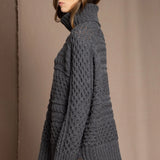 Oversized Cashmere Aran Sweater in Grey