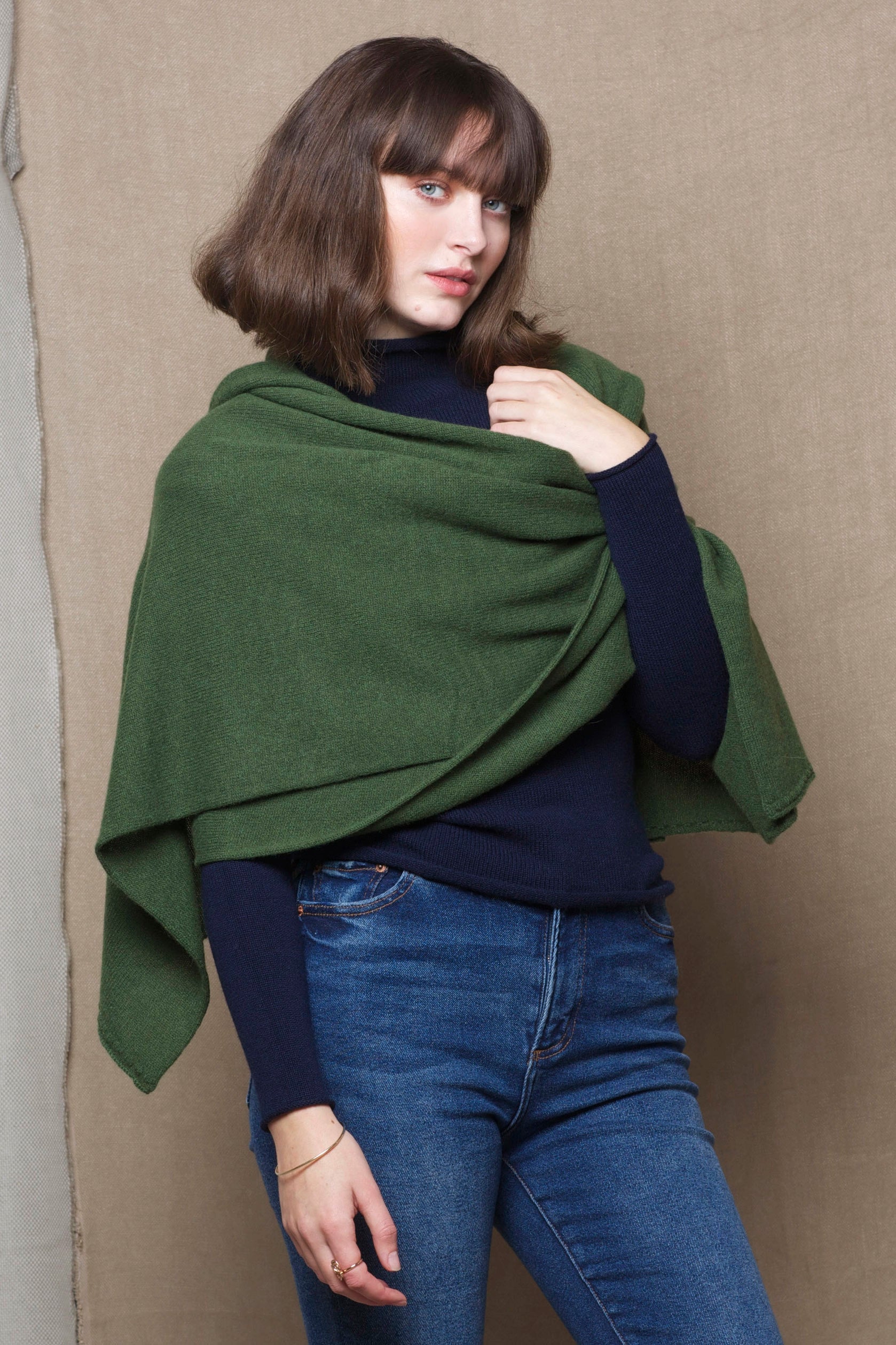 Large Cashmere Wrap in Green