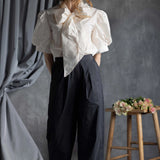 Silk Taffeta Wide Leg Trousers