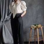 Silk Taffeta Wide Leg Trousers