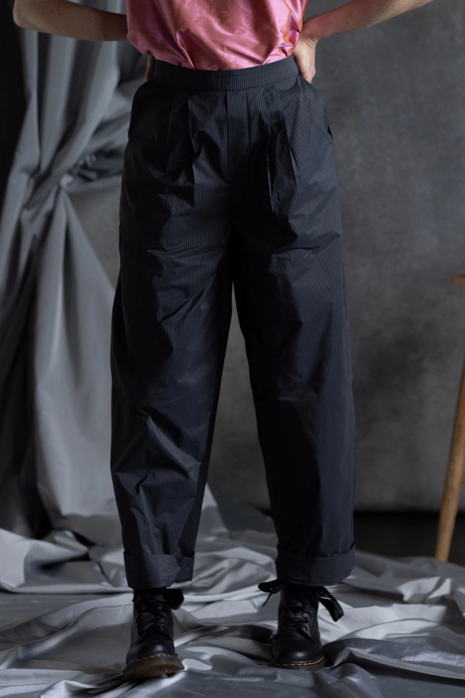 Silk Taffeta Wide Leg Trousers
