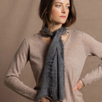 Lightweight Small Summer Cashmere Scarf in Dark Grey