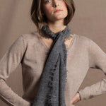 Lightweight Small Summer Cashmere Scarf in Dark Grey