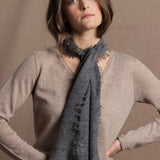 Lightweight Small Summer Cashmere Scarf in Dark Grey