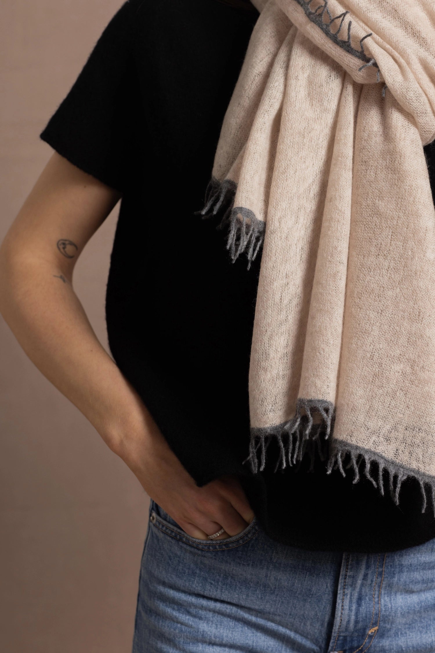 lightweight summer 100% cashmere wrap shawl in beige