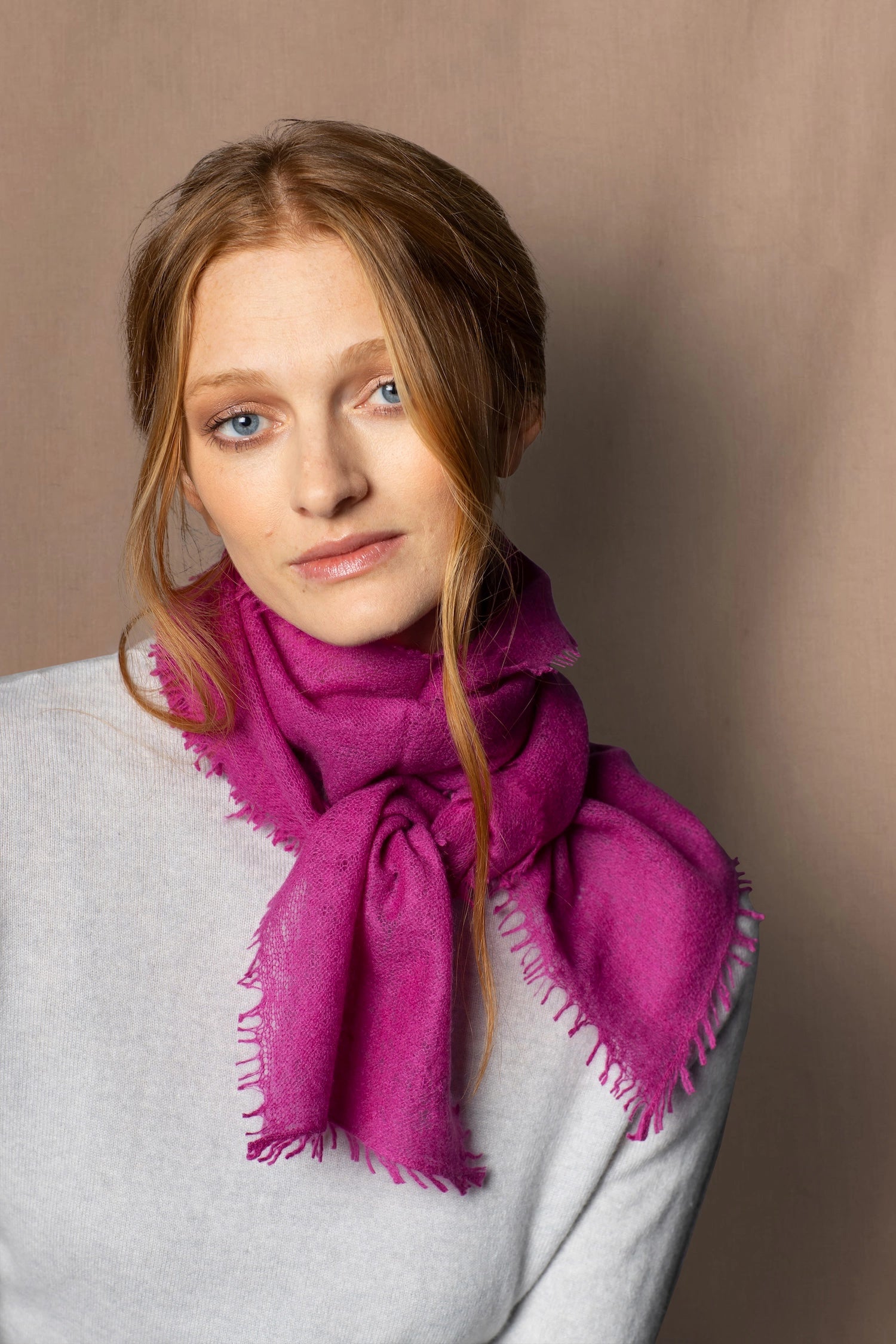 light luxury cashmere scarf in hot pink