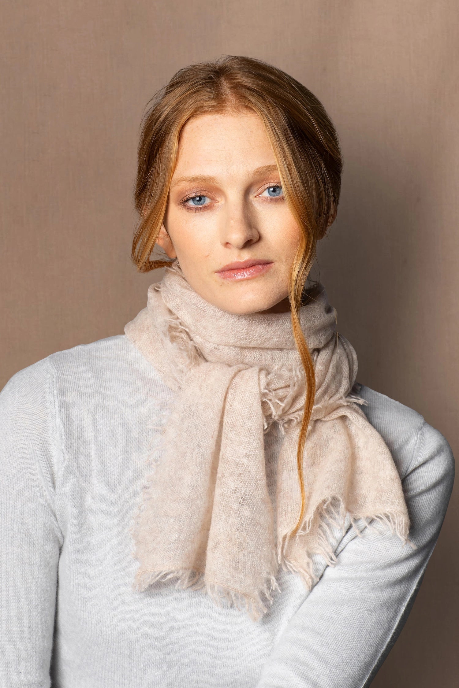 light luxury cashmere scarf in beige
