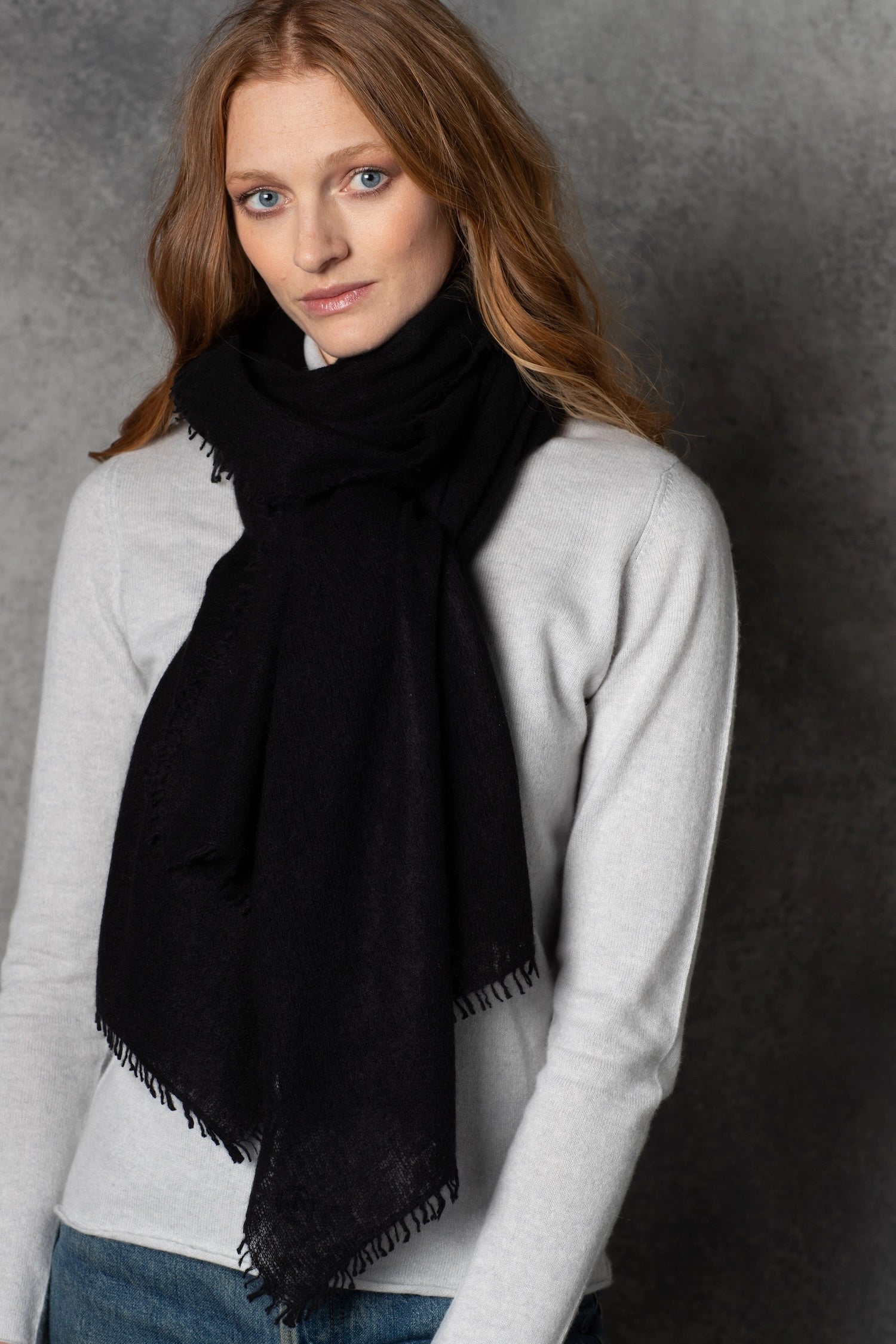 light luxury cashmere wrap in black