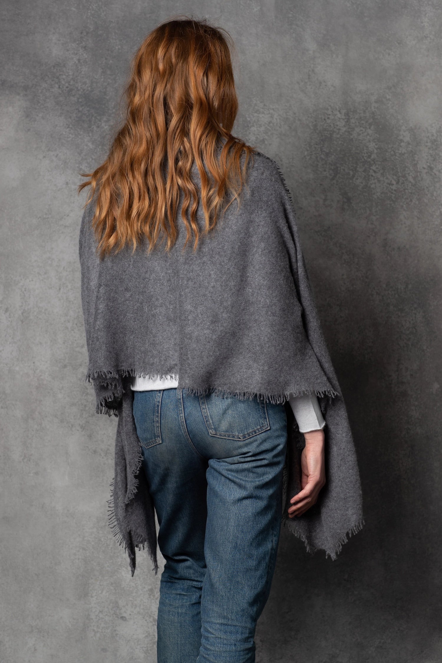 light luxury cashmere wrap in dark grey
