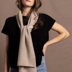 a reversible 100% pure cashmere scarf in beige