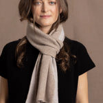 a reversible 100% pure cashmere scarf in beige