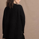 Authentic Irish 100% Cashmere Aran Cardigan Sweater in Black