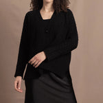 Authentic Irish 100% Cashmere Aran Cardigan Sweater in Black