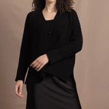 Authentic Irish 100% Cashmere Aran Cardigan Sweater in Black
