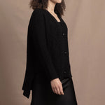 Authentic Irish 100% Cashmere Aran Cardigan Sweater in Black
