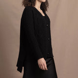 Authentic Irish 100% Cashmere Aran Cardigan Sweater in Black