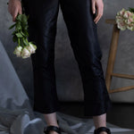 Silk Taffeta Cigarette Trousers in Black