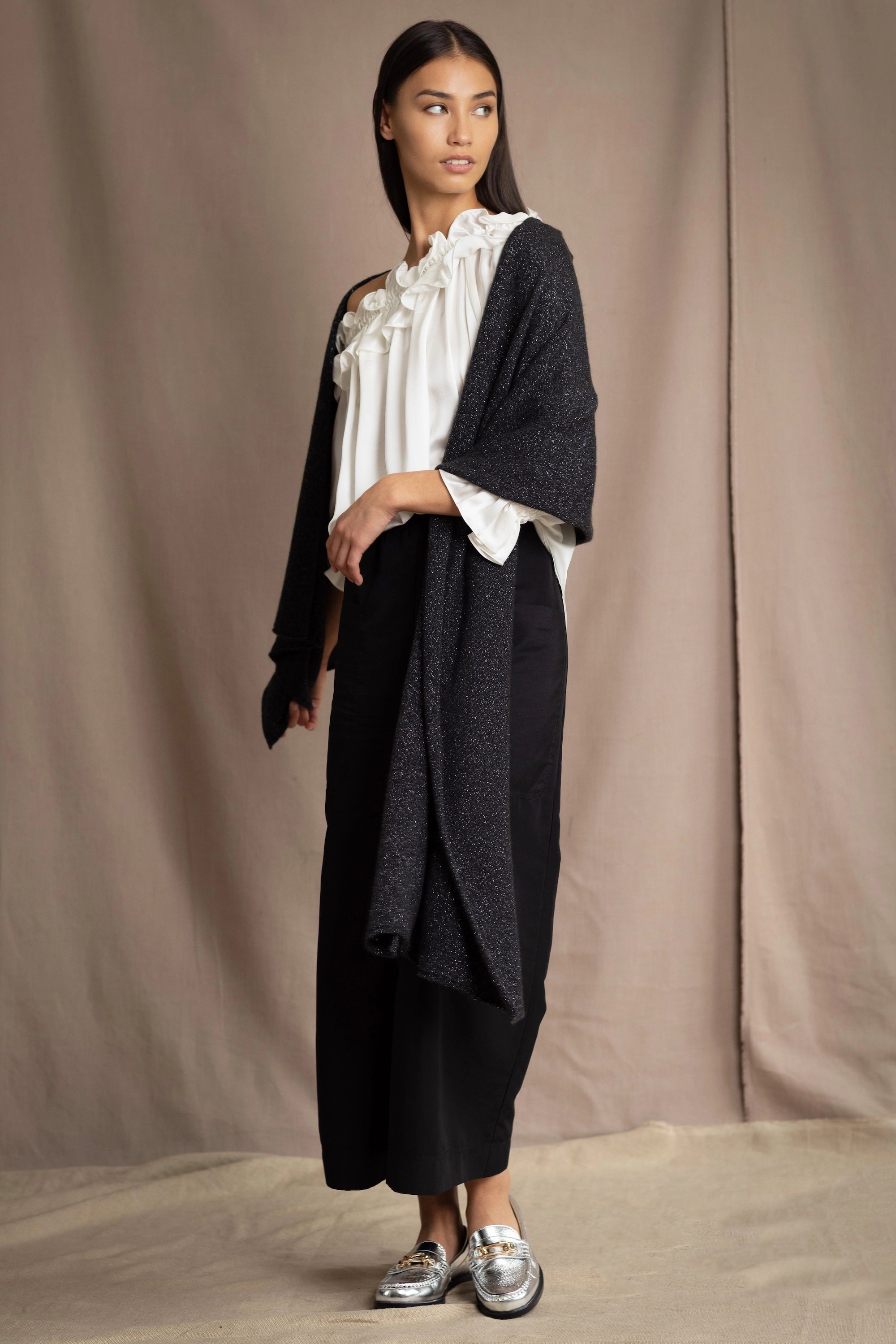 Jessie Cashmere Wrap in Glisten Storm | Made in Ireland