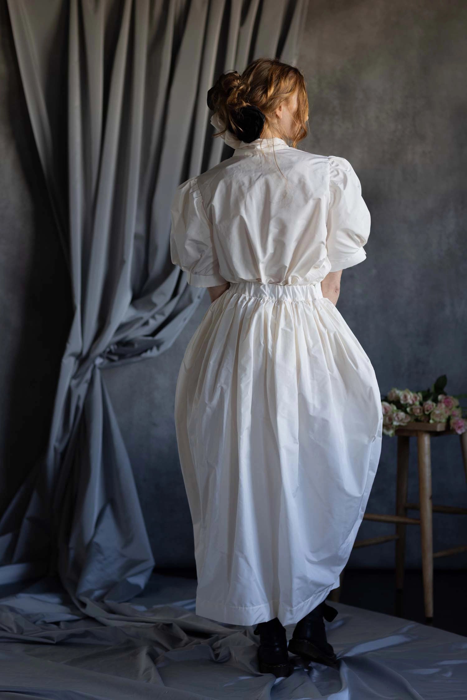 White Silk Taffeta Skirt