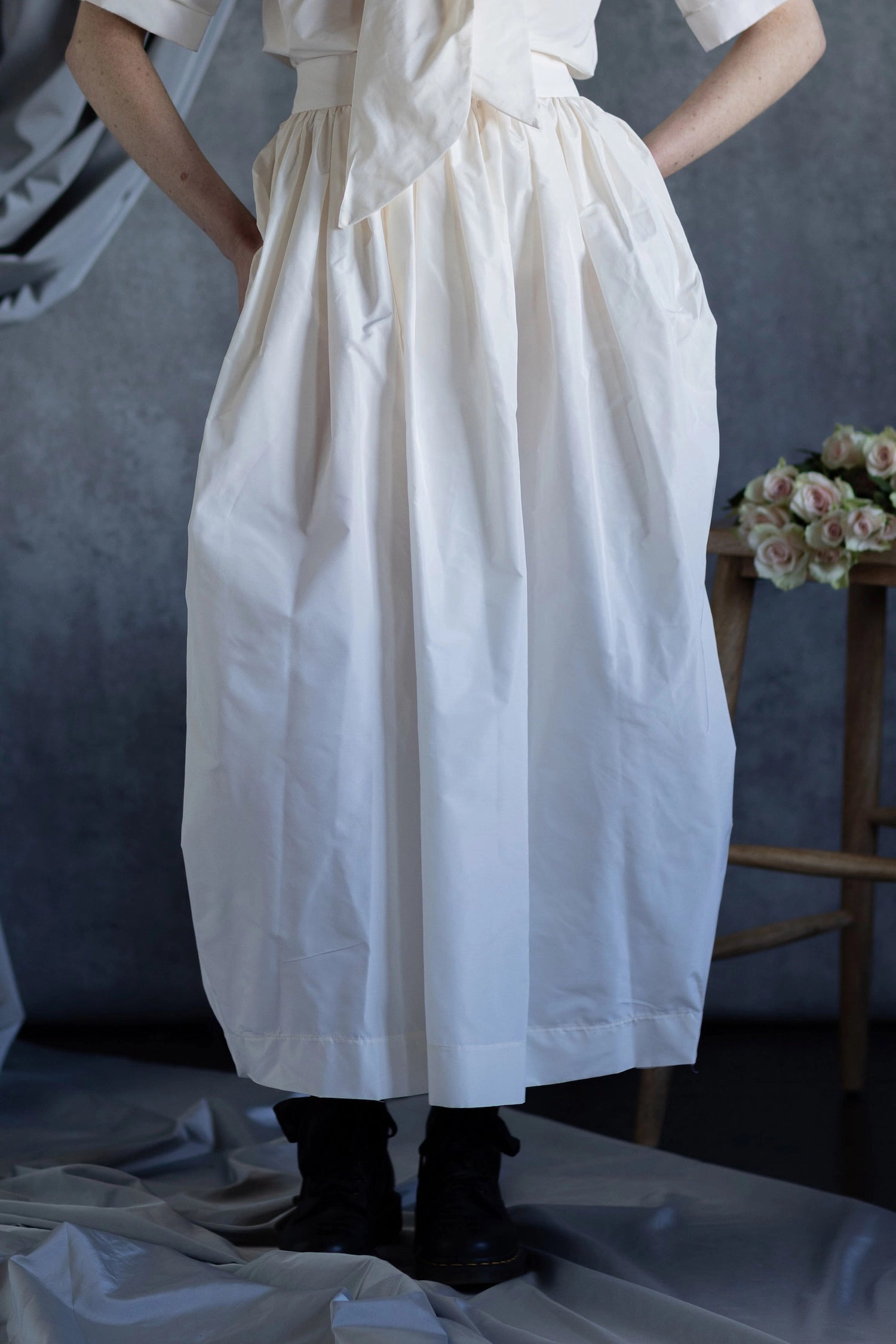 White Silk Taffeta Skirt