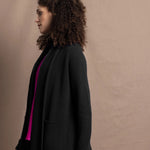 a long shawl open cashmere cardigan in black