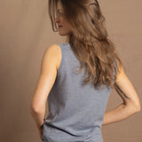 Lightweight Summer Cashmere Vest Top Sweater in Heron Grey