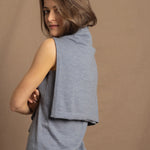 Lightweight Summer Cashmere Vest Top Sweater in Heron Grey