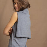 Lightweight Summer Cashmere Vest Top Sweater in Heron Grey