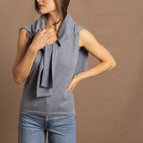 Lightweight Summer Cashmere Vest Top Sweater in Heron Grey