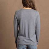 Lightweight Summer Cashmere Crew Neck Sweater in Heron Grey