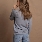 Lightweight Summer Cashmere Crew Neck Sweater in Heron Grey