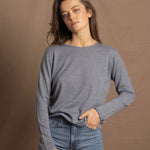 Lightweight Summer Cashmere Crew Neck Sweater in Heron Grey