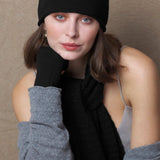 Luxury Cashmere Beanie Hat in Black