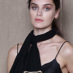 Luxury Gold Trim Cashmere Scarf in Black