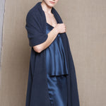Luxury Large Cashmere Wrap Scarf in Ink Blue