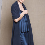 Luxury Large Cashmere Wrap Scarf in Ink Blue