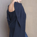 Luxury Large Cashmere Wrap Scarf in Ink Blue