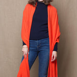 Large Luxury Cashmere Scarf in Bright Orange