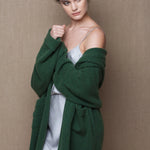 Luxury Womens Cashmere Cardigan Coat Green