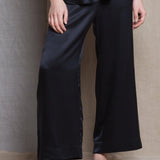 Luxury Wide Leg Silk Trousers in Black