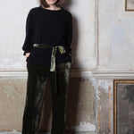 Luxury Silk Velvet Pants in Green