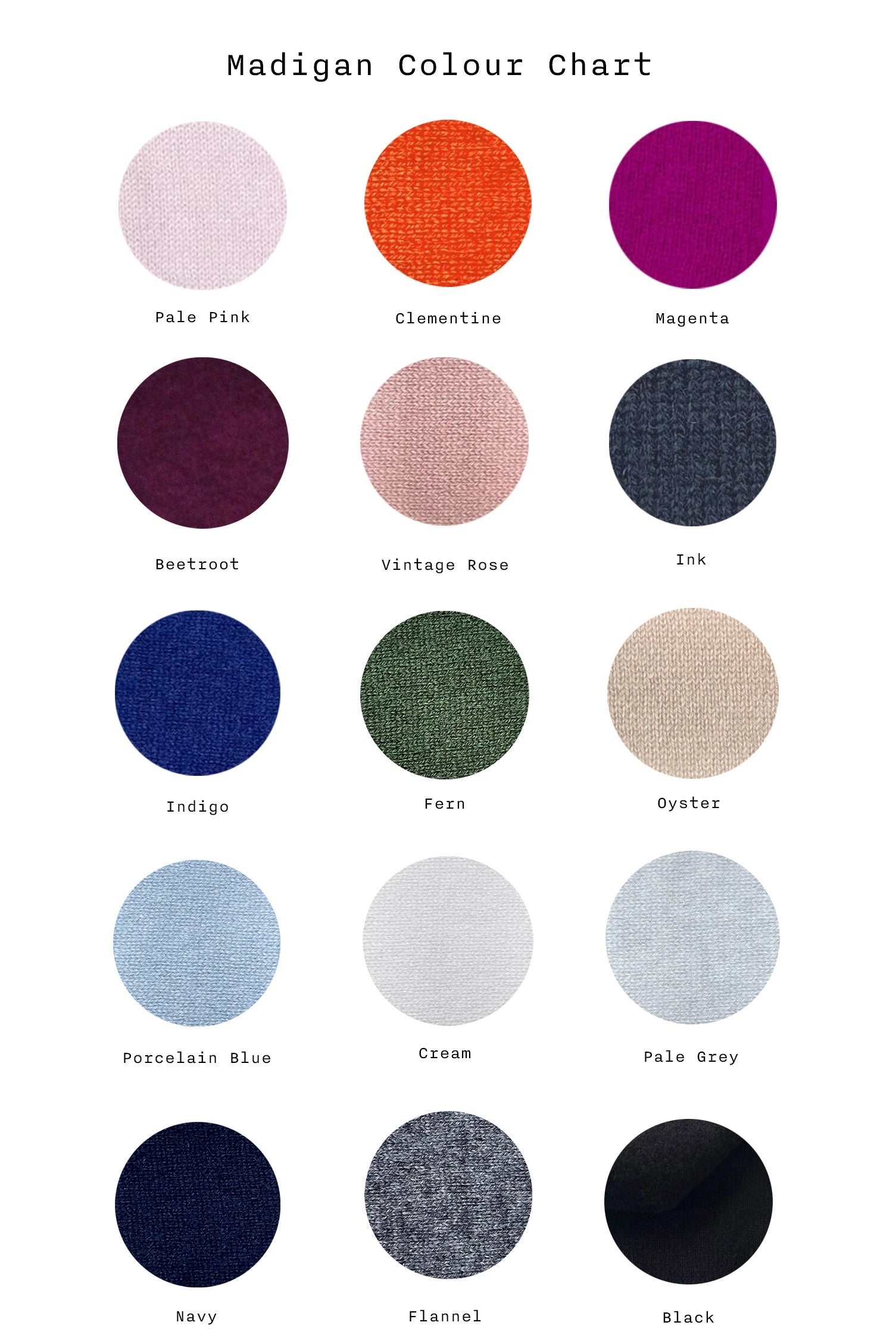 Madigan Colour Chart