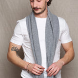 Luxury Fisherman Men's Cashmere Scarf Grey