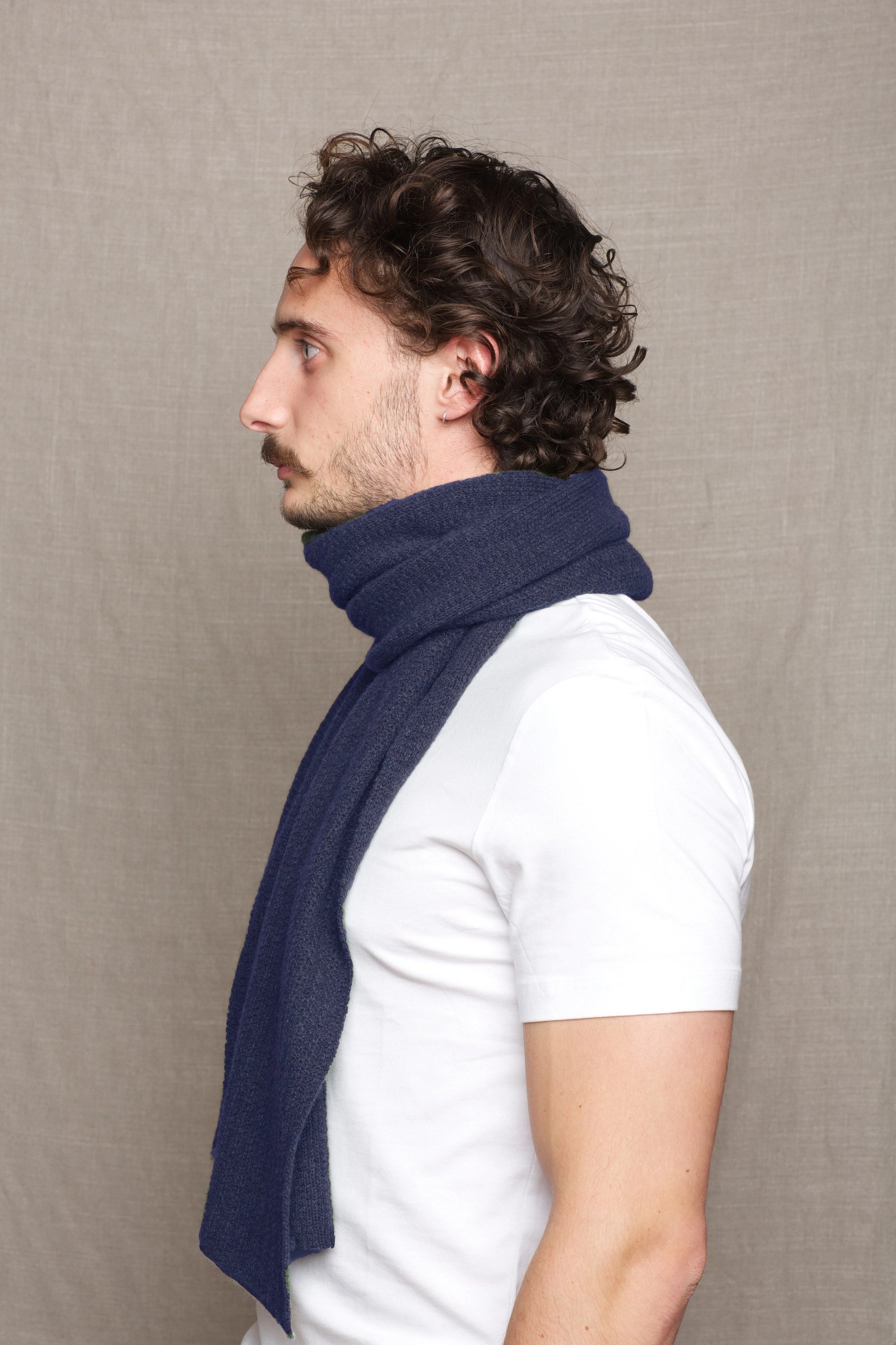Luxury Fisherman Men's Cashmere Scarf Blue