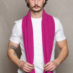 Luxury Fisherman Men's Cashmere Scarf Magenta Pink